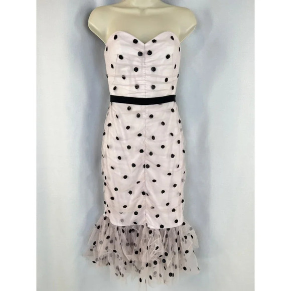 NWT Marchesa Notte Pink Strapless Dot Tulle Dress $795 - Picture 7 of 16